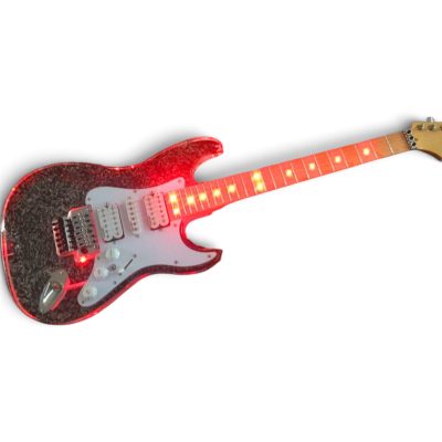 Custom Regent ST Plexiglass Acrylic Red LED Guitar Floyd Rose Tremolo - Image 4
