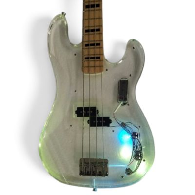Custom Regent Plexiglass Acrylic Lucite Rosewood Fretboard Precision Bass LED Multi Color