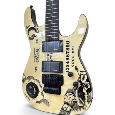 Custom Obsidian Kirk Ouija Board Cream Quilted Maple Top Good Bye Guitar Floyd Rose Tremolo - Image 10
