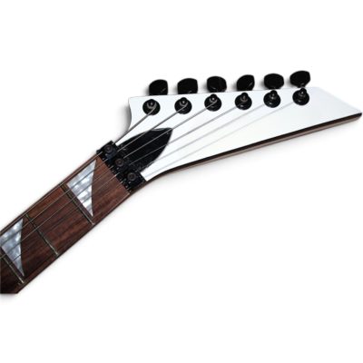 Custom Race Rhoads Flying V Snow White Black Bevels Electric Guitar Floyd Rose Tremolo - Image 3