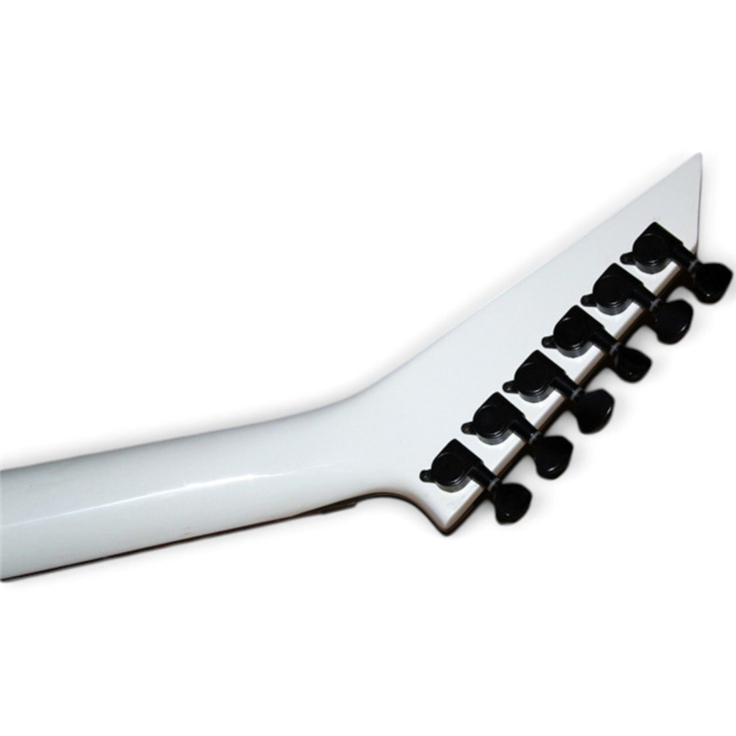 Custom Race Rhoads Flying V Snow White Black Bevels Electric Guitar Floyd Rose Tremolo - Image 4