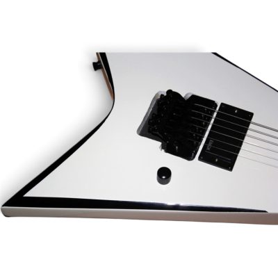 Custom Race Rhoads Flying V Snow White Black Bevels Electric Guitar Floyd Rose Tremolo - Image 5
