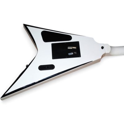 Custom Race Rhoads Flying V Snow White Black Bevels Electric Guitar Floyd Rose Tremolo - Image 7