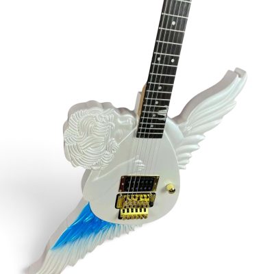 Custom Obsidian Alfee Carve Engraved Takamizawa Angel Classic V Guitar Floyd Rose Tremolo Pearl White Blue Angelic Airbrushing - Image 9