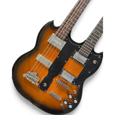 Custom Crown SG Geddy Lee Double Neck 6 String Guitar 4 String Bass Tobacco Burst - Image 8