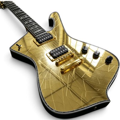 Custom Axis Iceman Gold Cracked Mirror Crystal Paul Stanley Finish Electric Guitar - Image 7