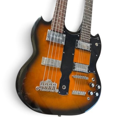 Custom Crown SG Geddy Lee Double Neck 6 String Guitar 4 String Bass Tobacco Burst - Image 7