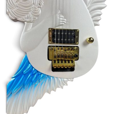 Custom Obsidian Alfee Carve Engraved Takamizawa Angel Classic V Guitar Floyd Rose Tremolo Pearl White Blue Angelic Airbrushing - Image 5