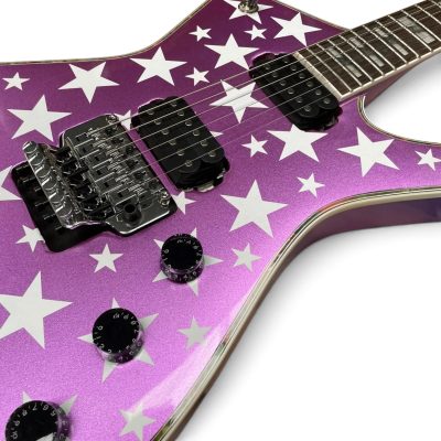 Custom Axis Iceman Paul Stanley Floyd Rose Tremolo Guitar Metallic Purple White Stars - Image 5