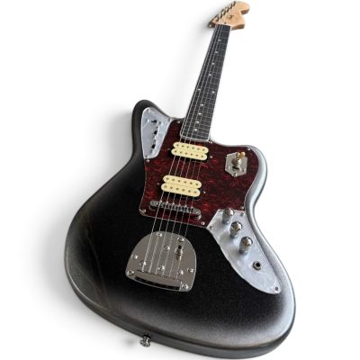 Custom Regent Black Silver Metallic Burst Jaguar Kurt Cobain Finish 6 String Electric Guitar - Image 7