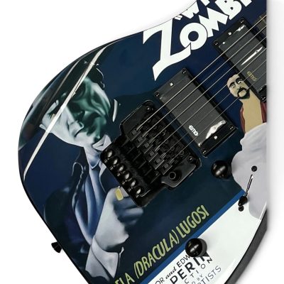 Custom Obsidian Hand Painted Black White Zombie Graphic Kirk Hammett Electric Guitar - Image 7