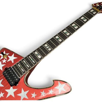 Custom Axis Iceman Paul Stanley Floyd Rose Tremolo Guitar Metallic Red White Stars - Image 8