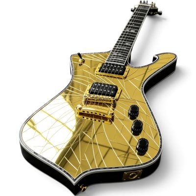 Custom Axis Iceman Gold Cracked Mirror Crystal Paul Stanley Finish Electric Guitar - Image 5