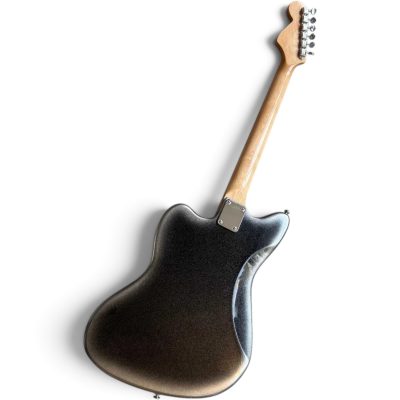 Custom Regent Black Silver Metallic Burst Jaguar Kurt Cobain Finish 6 String Electric Guitar - Image 2