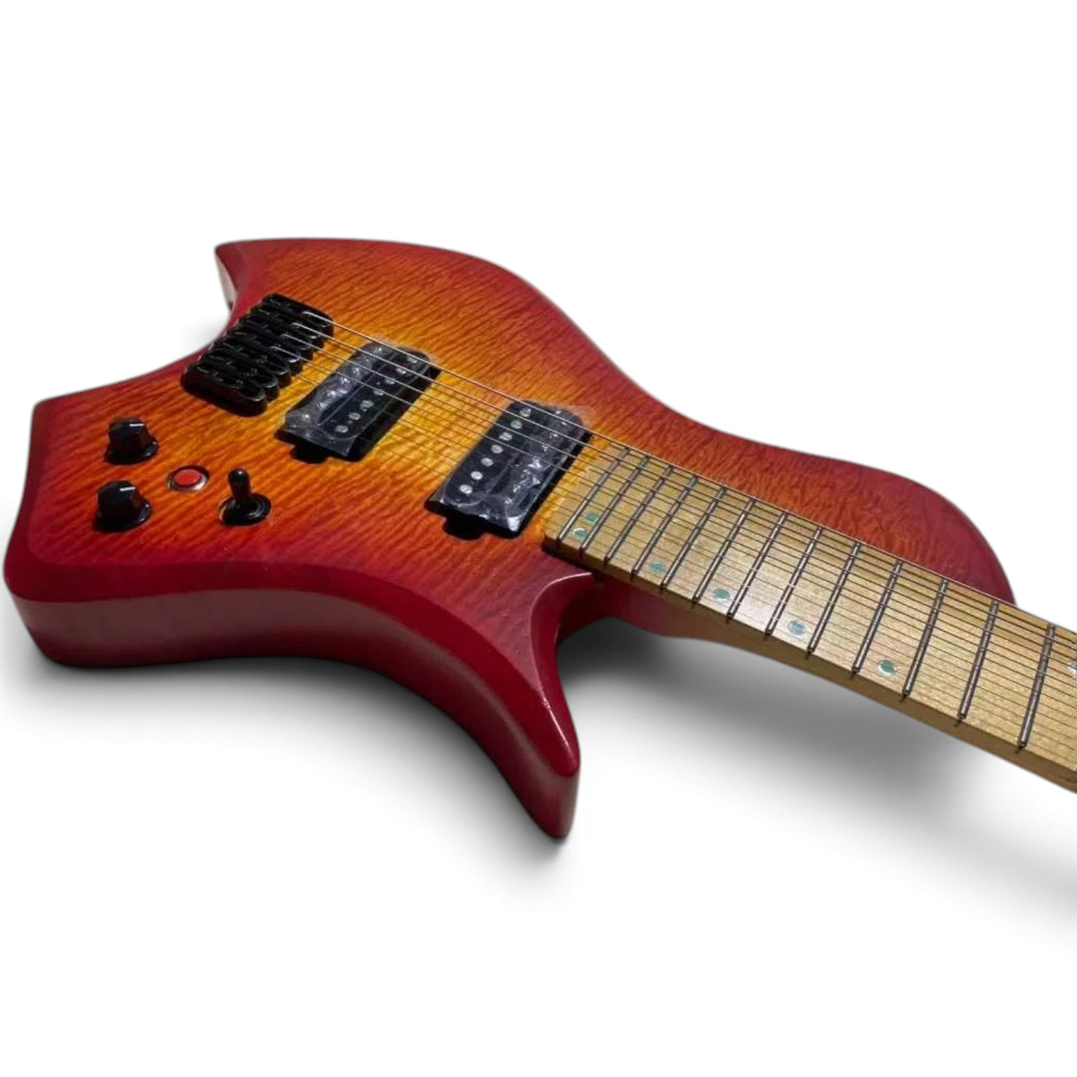 Custom Drift Autumnburst Larada Flame Quilted Maple Top 7 String Guitar - Image 6