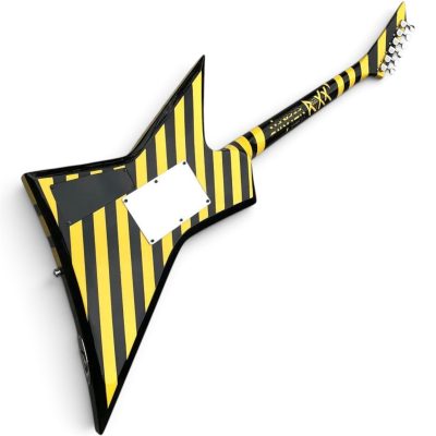 Custom Race Star Stryper Yellow Black Geometric Checkered Guitar Floyd Rose Tremolo - Image 2