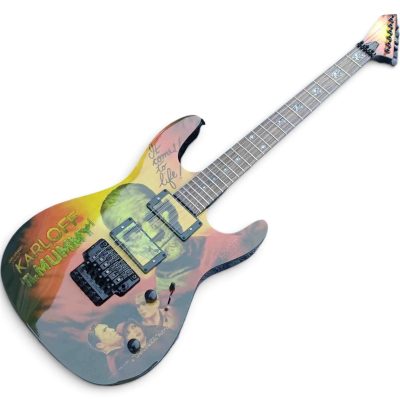 Custom Obsidian Hand Painted Karloff Mahogany Wood Body Mummy Kirk Hammett Electric Guitar Boris Inlay - Image 5