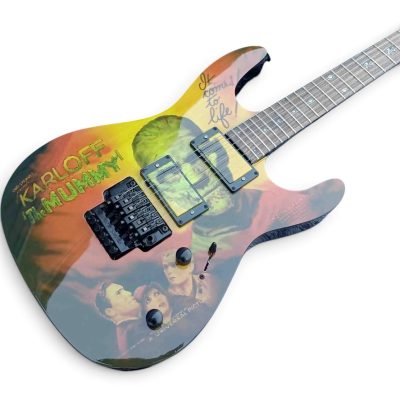 Custom Obsidian Hand Painted Karloff Mahogany Wood Body Mummy Kirk Hammett Electric Guitar Boris Inlay - Image 4