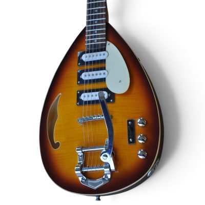 Custom Pyrite Sunburst Flamed Maple Top Brian Jones Teardrop Guitar Bigsby Tremolo