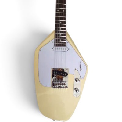 Custom Pyrite Phantom VI Vintage Cream White Ian Curtis Teardrop 6 String Guitar - Image 4