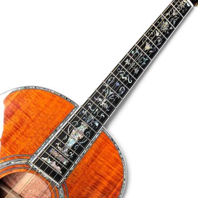 Custom Vertex D45 39 Inch Classic Solid Koa Top Flower Abalone Acoustic Guitar Sunburst - Image 7
