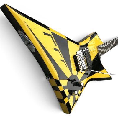 Custom Race Star Stryper Yellow Black Geometric Checkered Guitar Floyd Rose Tremolo - Image 5