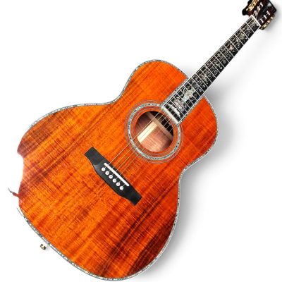 Custom Vertex D45 39 Inch Classic Solid Koa Top Flower Abalone Acoustic Guitar Sunburst - Image 9