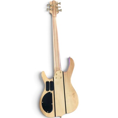 Custom Denver Smith Elite BSR Natural Quilted Maple 5 String Bass LED Blue - Image 2