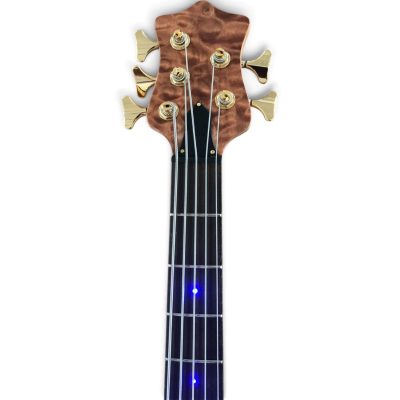 Custom Denver Smith Elite BSR Natural Quilted Maple 5 String Bass LED Blue - Image 5