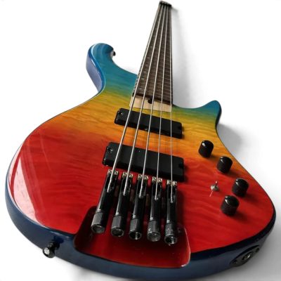 Custom Dynasty EHB Aurora Headless Prism Burst Quilted Maple Top 5 String Bass