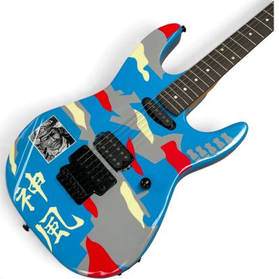 Custom Obsidian George Lynch Kamikaze Blue Camouflage Electric Guitar Floyd Rose Tremolo