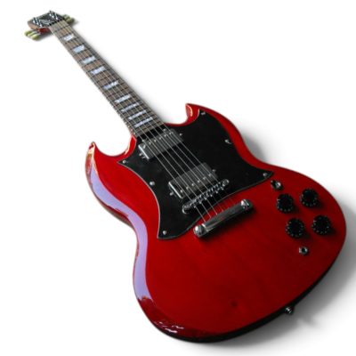 Custom Crown SG Angus Red Wine Batwing Pickguard Guitar