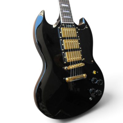 Custom Crown SG Black Finish Electric Guitar 3 Pickups