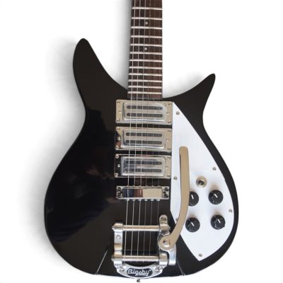 Custom Nova Black Jetglo 325C64 21 Inch Scale Length Lennon Guitar Bigsby Tremolo