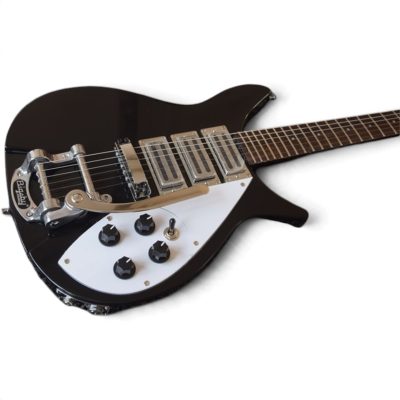 Custom Nova Black Jetglo 325C64 21 Inch Scale Length Lennon Guitar Bigsby Tremolo - Image 6