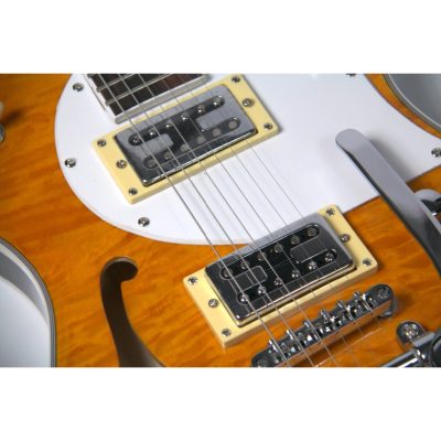 Custom Regent Thinline Fhole Bigsby Amber Quilted Maple Electric Guitar - Image 6
