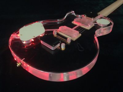 Custom Crown Plexiglass Acrylic Lucite Body Red LED Light Electric Guitar - Image 3