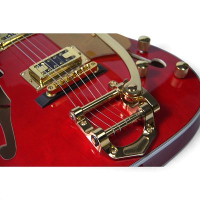Custom Regent Fhole Translucent Red Orange Finish Paul Waller Masterbuilt Bigsby Hollow Body Guitar - Image 5