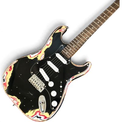 Custom Regent SRV Heavy Aged Relic Finish Stevie Ray Black Electric Guitar - Image 2
