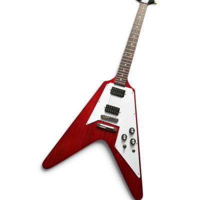 Custom Crown Flying V Jimi Hendrix Red Wine Transparent Electric Guitar - Image 3
