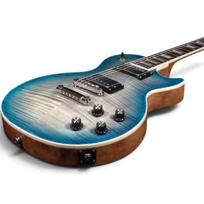 Custom Crown Aqua Teal Gray Burst Traditional Flame Maple Top Guitar