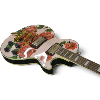 Custom Crown Armstrong Light Pink Coral Red Rose Flower Bigsby Tremolo Guitar - Image 2