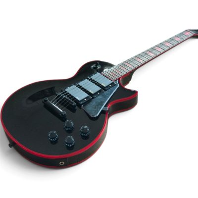 Custom Crown Frampton Gloss Black Crimson Neon Red Binding 6 String Electric Guitar 3 Pickups - Image 2