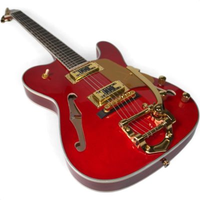 Custom Regent Fhole Translucent Red Orange Finish Paul Waller Masterbuilt Bigsby Hollow Body Guitar - Image 6