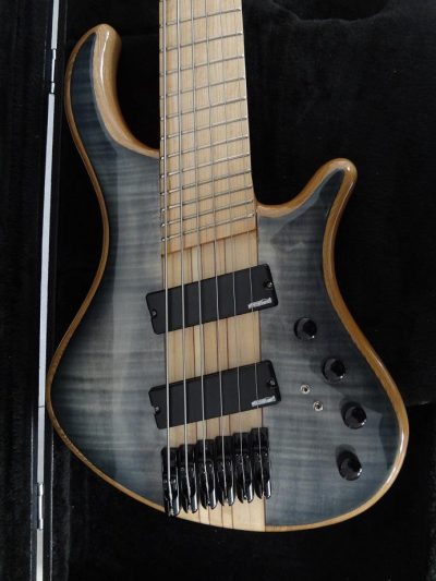 Custom Onyx Setius Gray Burst Flamed Maple Bass Multi Scale Fanned Frets 6 String