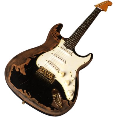 Custom Regent SRV Heavy Aged Relic Distressed Stevie Ray Black Finish Guitar - Image 3