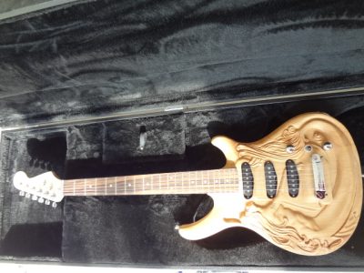 Custom Regent Mermaid Carved Engrave Natural Hand Rubbed Oil Finish Guitar - Image 4