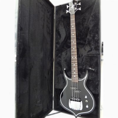 Custom Dynasty Kiss Gloss Black White Pinstripe Band Edge Gene Simmons Punisher 4 String Bass - Image 2
