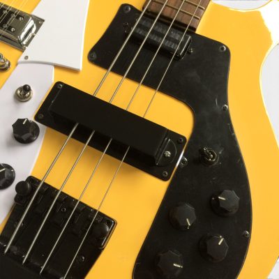 Custom Nova 4080 Yellow Geddy Lee Double Neck 4 String Bass 12 String Guitar - Image 4