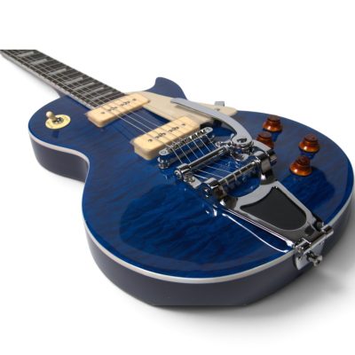 Custom Crown Blue Quilt Top Neil Young Bigsby Vibrato Tailpiece P90 Pickups Guitar